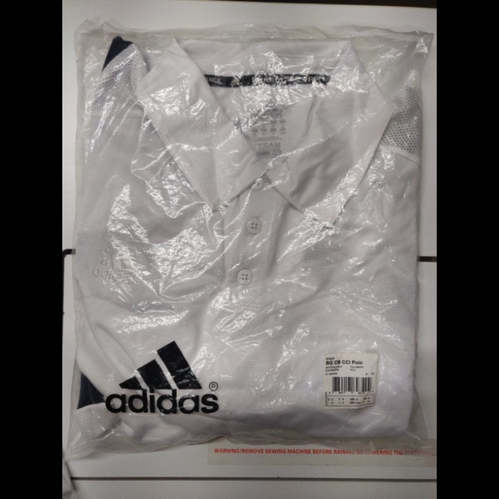 New Old Stock Adidas Climacool White/Navy Golf Polo Size:Medium
